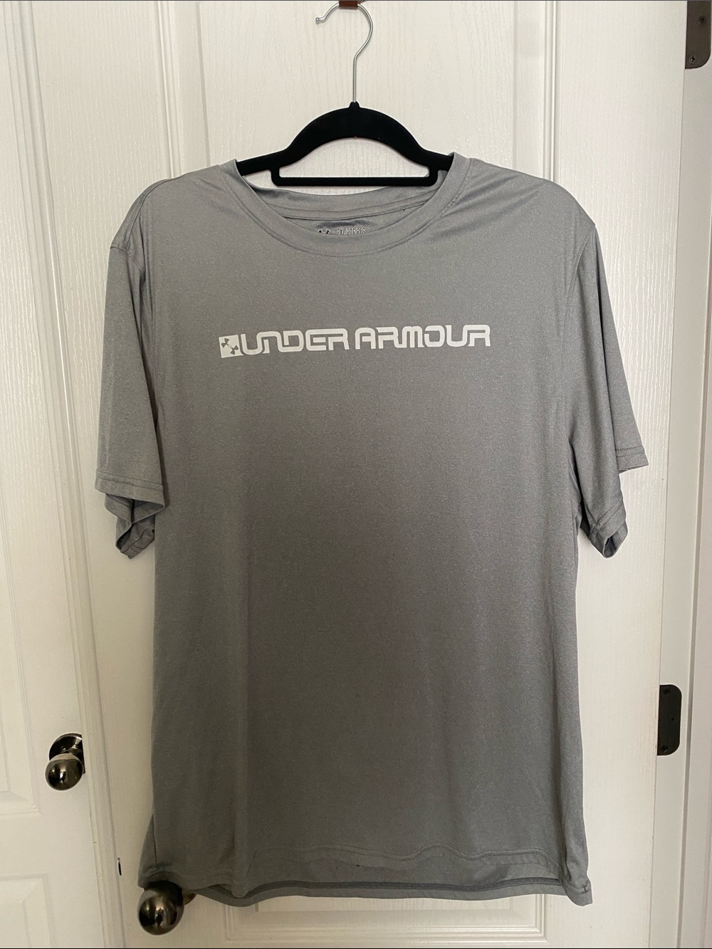 Under Armour Men's Light Gray Short-Sleeve Performance Tee with Logo